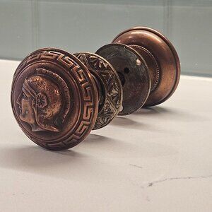 1870's Antique Ornamental Architectural Bronze Greek Key Roman Soldier Door Knob